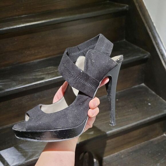 2/$20 Vintage Y2K Black Top Fashion High Heels Shoes Size: 7M US - Picture 3 of 8